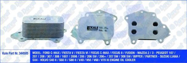 KALE 344505 Yag Sogutucu Tek Petek Peugeot P107 P206 P307 P4407 Partner Ii Citroen C1 C2 C3 Dv4 1.4 Hdi Berlingo Ii 1.6 Hdi Ford Fiesta Focus C-Max  1.4 Hdi 1.4 Tdci Volvo 05-15 D4164t + D4162t